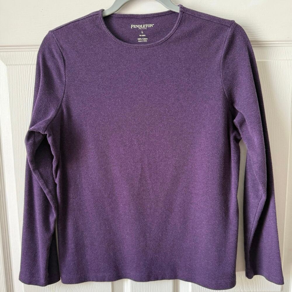 Pendleton Purple Cotton Long Sleeve Tee Petite‎ L Capsule Base Layer Aubergine